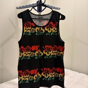 Hang Ten Black Tank Top with Multicolor Floral Design